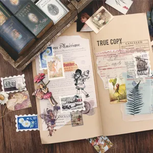 Set di carta per scrapbooking vintage mini carte adesivi retrò per collage di diario fai da te.