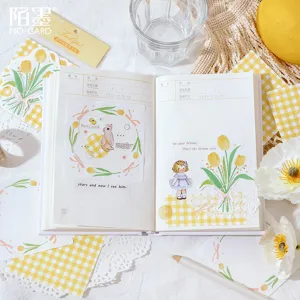 Momocard schattig geel tulp memo blok en sticky notes set voor dagboek en creatieve planning.