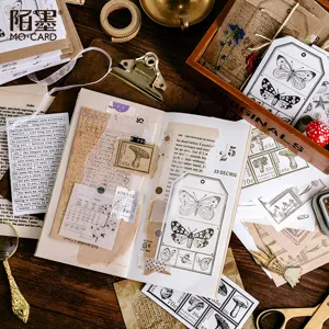 Vintage dagboek sticker stempel set bos plant vlinder DIY scrapbooking decoratie stationery