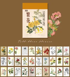 Set de notas adhesivas y papel de material botánico vintage para diario y decoración DIY.