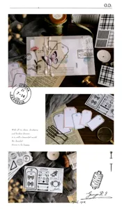 Vintage Tagebuch Aufkleber Set und Retro Sammelalbum Material Details mit klassischen Stempeln.