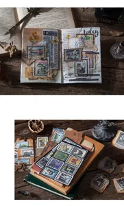 Vintage postzegel sticker set voor dagboek scrapbooking knutselen esthetisch papier