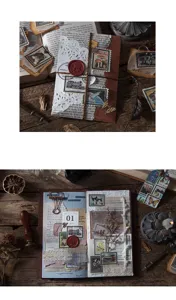 Vintage postzegel stickers voor DIY scrapbooking en dagboek decoratie papieren.