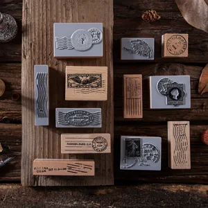 Βίντατζ Ξύλινη Сφραγίδα Кауτσούк Series Antique DIY Journal Decorative Craft Stamp Retro Stationery Supplies