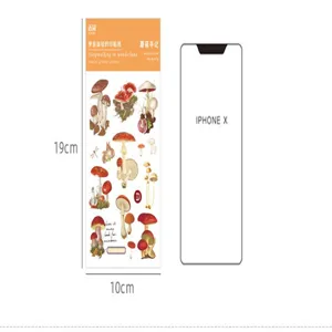 Detailed view of Yuxian Alice wonderland mushroom PVC transfer stickers, size 19x10cm.