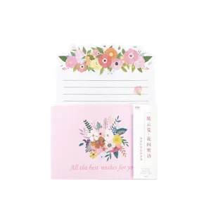 Set de papeterie florale avec enveloppe rose et papier à lettres, mignon papier d'écriture.