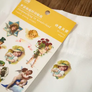 Yuxian vintage angel transfer stickers retro flower decorative planner stationery crafts 2 sheets