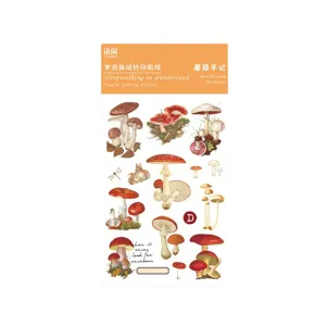 Yuxian Mushroom Memory PVC Transfer Stickers Retro Plant Scrapbook DIY Decor 2 Sheets