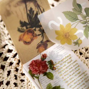 Bloc de notas botánico vintage papel retro flores DIY papelería decorativa suministros manualidades