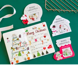 Weihnachten dekorative Aufkleber Set mit süssen Lebkuchenmann und Schneemann Motiven DIY.