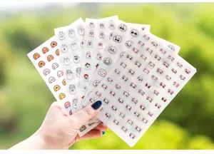 Cute cartoon expression stickers for diary and planner decoration, funny character stationery.