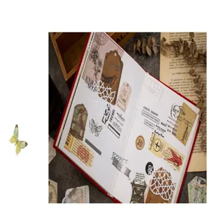 Vintage journal memo stickers and decorative material cards set for scrapbooking diy art
