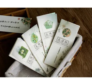 Set de papel de carta vintage floral, papel texturizado con motivo de agua, 4 estilos