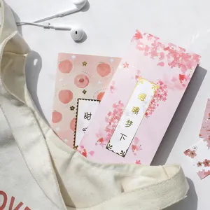 Roze kers perzik memo blok set esthetische journaling schrijfwaren materiaal papier.