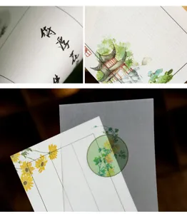 Papel de carta de estilo chino tradicional acuarela papelería para escritura creativa.
