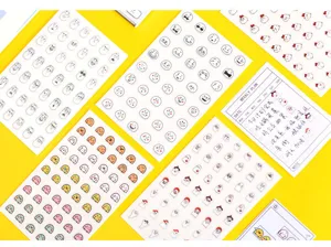 Cute cartoon expression stickers set, funny face ghost planner stickers for journal decor.