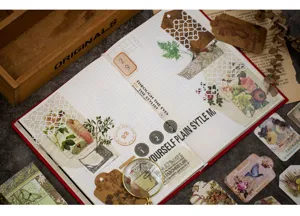 Vintage journal stickers set creative diary DIY decoration aesthetic paper stationery supplies