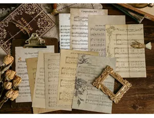 Λεπτομερής εικόνα από vintage χαρτί παρτιτούρας με σελίδες βιβλίων και ρετρό στυλ.