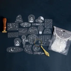 Paketo autokolliton PET leuko melani Momemo gia hmerologio DIY kosmiki thematiki 40tmch kyria opsis