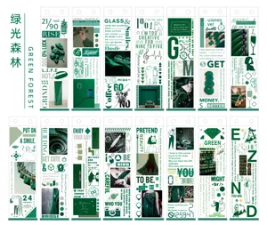 Libro di adesivi in stile foresta verde forniture di cancelleria estetiche fai da te