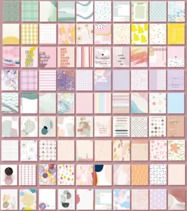 Aesthetic scrapbook paper grid display showcasing vintage artistic journal background papers.