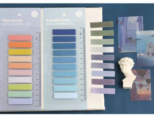 Detailansicht der bunten ästhetischen Ringbuch-Haftnotizen mit praktischem Lineal-Design