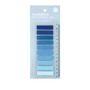 Farbverlauf blaue Haftnotizen Registerkarten mit Lineal und Ringbuchlochung für Planer