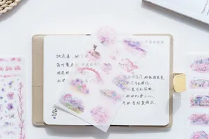 Cherry blossom decorative stickers detail shot, perfect for journaling and scrapbooking.