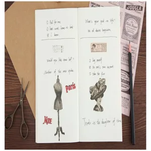 Detalle de pegatina de diario vintage con citas escritas a mano y hermosa ilustracion retro.