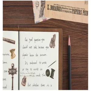 Vista detallada pegatina washi, diseño vintage historia de Tokio, deco diario DIY.