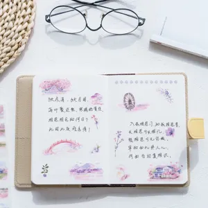 Romantic Cherry Blossom Series Stickers Japanese Zakka Style Watercolor Landscape Deer Design Decorative Paper Scrapbooking Journal Diary Photo Album DIY Decoration Stickers