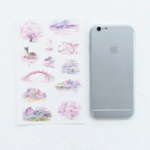 Cute romantic cherry blossom sticker sheet for journaling, scrapbooking, and daily planners.