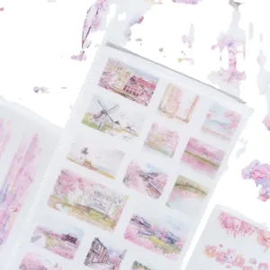 Cute cherry blossom washi stickers for journaling, planner diary and aesthetic scrapbooking arts.