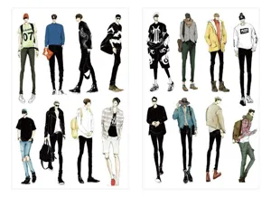 Preciosas pegatinas washi estilo Tokio moda hombre para album de diario DIY 5 hojas set