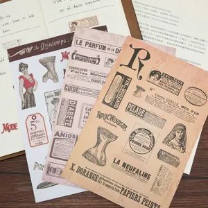 Hojas Pegatinas Washi Estilo Francés Vintage Álbum Diario DIY Decorativo Retro Pack Set