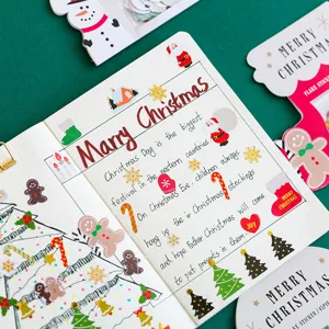 Weihnachten Deko Aufkleber Pack mit Lebkuchenmann und Weihnachtsmann Motiven auf Tagebuch.