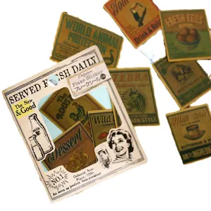 Paquet d'autocollants décoratifs vintage, papier adhésif rétro pour journal et loisirs créatifs.