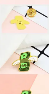 Cute flying dollar bill enamel pin badge metal lapel brooch cartoon money accessory