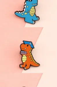 Cute cartoon dinosaur enamel pin set, metal brooch badge for lapel, bag, clothes decoration.