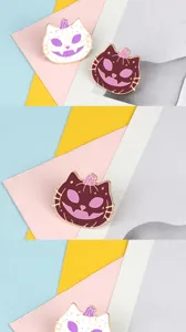 Halloween spooky cute cat pumpkin enamel pin metal badge cartoon backpack accessories detail view