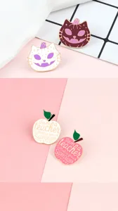 Cute Halloween pumpkin cat and teacher apple enamel brooch pins for backpack decoration.