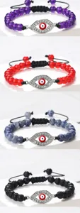 Ensemble de bracelets mauvais œil avec pendentif strass et cordon tressé réglable