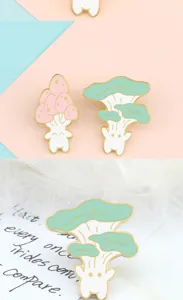 Set di spille in smalto fungo carino, dettaglio spilla pianta kawaii, badge in metallo.