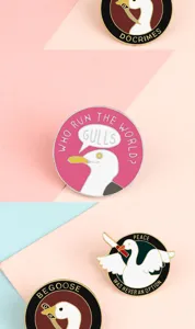 Cute funny cartoon animal enamel pin alloy brooch badge set mischievous duck gull