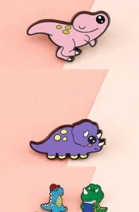 Cute cartoon dinosaur metal brooch enamel lapel pins set for bag clothes decorative accessories