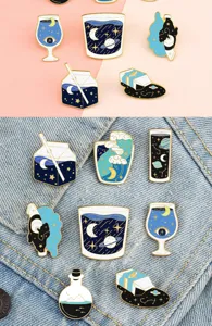 Cute cosmic starry night enamel pin set aesthetic metal badge for backpack clothing decor