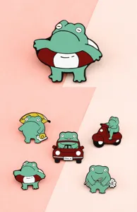 Cute green frog enamel pin cartoon animal brooch badge backpack clothing decoration accessory