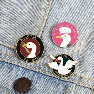 Creative Cartoon Animal Alloy Enamel Brooch Pin Cute Mischievous Duck Goose Metal Badge Costume Denim Shirt Accessories For Backpack Jacket Gift