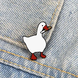 Cute cartoon white duck enamel pin metal alloy brooch badge for clothing backpack