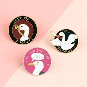 Cute cartoon funny goose alloy enamel pin set creative badge set for backpack clothes